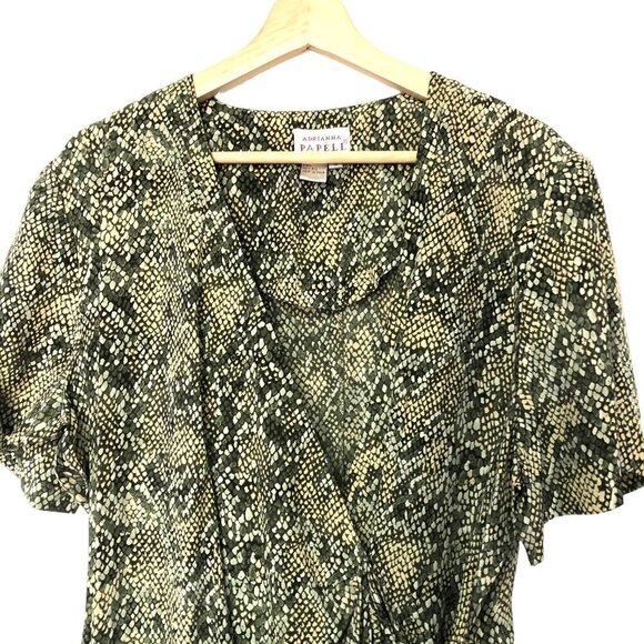 Adriana Papell 100% Silk Faux Wrap Dress Tag Size 16 VGUC Pls Read for tiny flaw - Picture 2 of 8